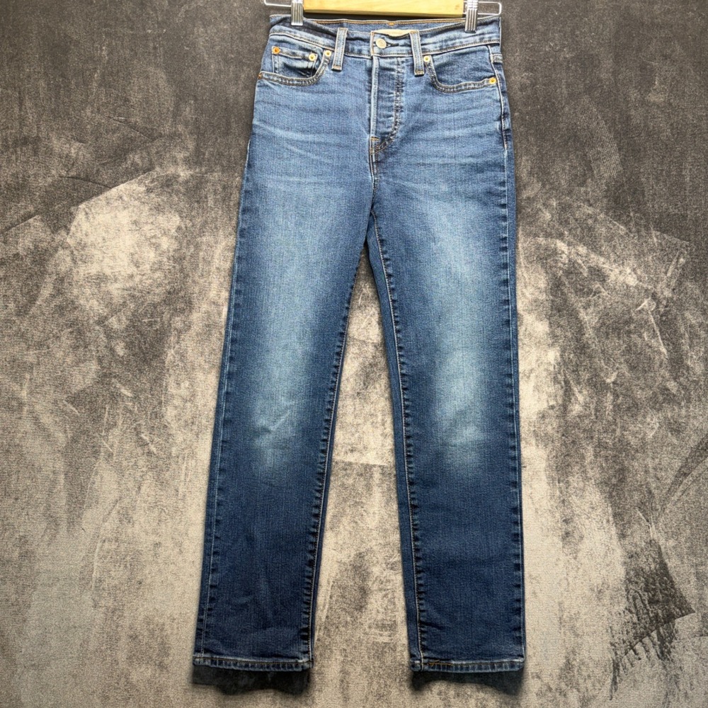 Levi's Wedgie Straight Womens 25 Blue Denim High Rise Button Fly Casual Jeans